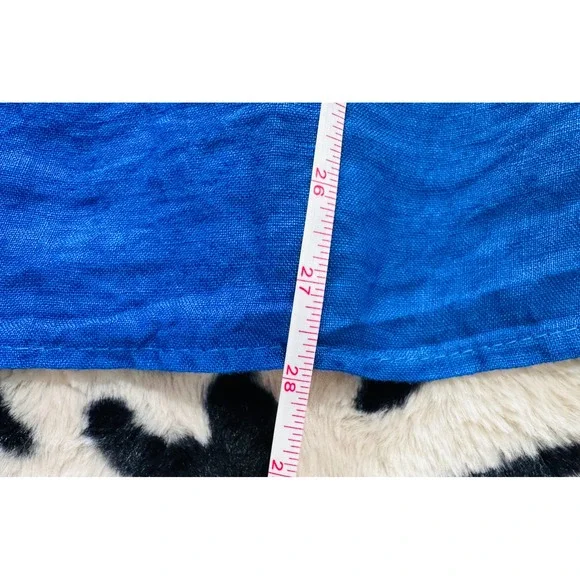 NWT Womens L 100% Linen Oversized Shirt Cobalt Blue Lagenlook Artsy Minimalist - Picture 7 of 14